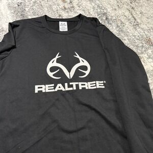 Realtree Mens Black Long Sleeve Performance Shirt Antler Logo Size Medium M